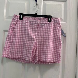 NWT Crown & Ivy Women's Size 12 Pink White Checks Garden Party Shorts